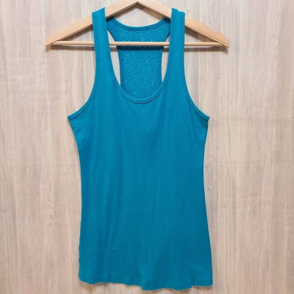 Rue21 Tank Top Juniors XL Teal Blue Lace Racerback Cotton Y2K Layering Summer